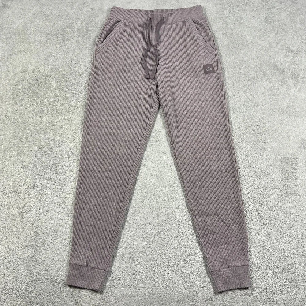 Alo Yoga Muse Sweatpants Jogger Womens Medium Ribbed Knit Dusk Purple